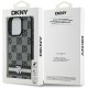 Husa iPhone 16 Pro Max - DKNY Leather  Hardcase Checkered Pattern & Printed Stripes (DKHCP16XPCPTSSK) - Black