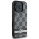 Husa iPhone 16 Pro Max - DKNY Leather  Hardcase Checkered Pattern & Printed Stripes (DKHCP16XPCPTSSK) - Black