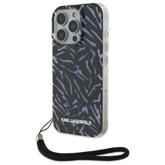 Husa iPhone 16 Pro Max - Karl Lagerfeld Hardcase (KLHCP16XHZBPKCCU) - Purple Zebra With Cord