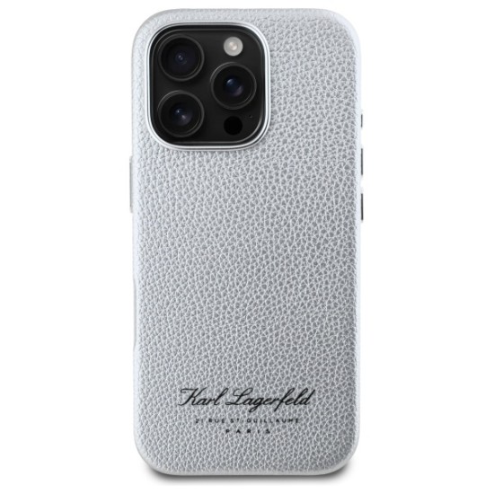 Husa iPhone 16 Pro Max - Karl Lagerfeld Hardcase Leather Hotel (KLHCP16XPGWCMKHG) - Grey RSG