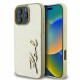 Husa iPhone 16 Pro Max - Karl Lagerfeld Hardcase Leather (KLHCP16XPFMFBKMD) - Gold Metal Signature