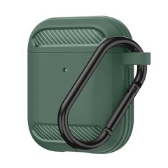 Husa pentru AirPods 1 / AirPods 2 - Techsuit Carbon Silicone - Green Husa pentru AirPods 1 / AirPods 2 - Techsuit Carbon Silicone - Green