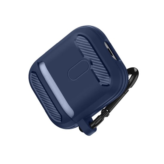 Husa pentru AirPods 1 / AirPods 2 - Techsuit Carbon Silicone - Navy Blue