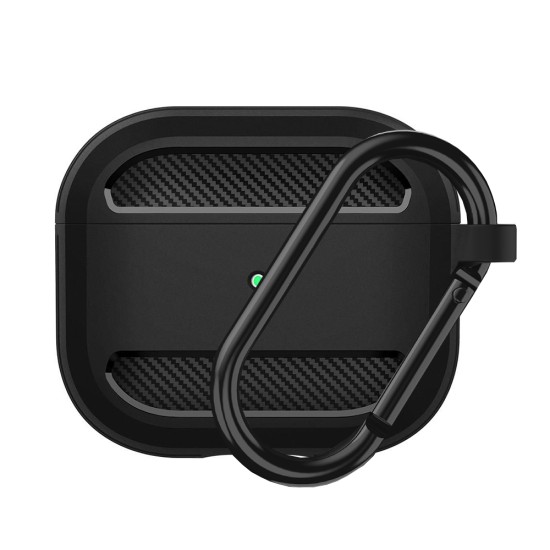 Husa pentru AirPods 3 - Techsuit Carbon Silicone - Black