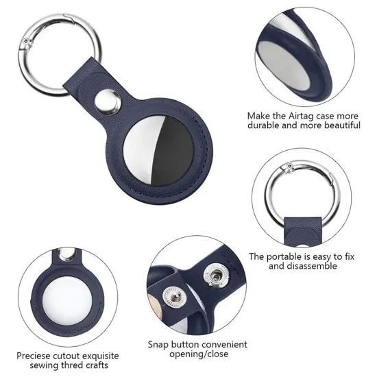 Husa pentru AirTag - Techsuit Secure Leather Holder (SLH1) - Blue Husa pentru AirTag - Techsuit Secure Leather Holder (SLH1) - Blue