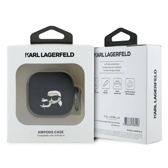 Husa pentru Apple AirPods 4 - Karl Lagerfeld Silicone Karl&Chaupette Head 3D (KLA4RUNKCHK) - Black Husa pentru Apple AirPods 4 - Karl Lagerfeld Silicone Karl&Chaupette Head 3D (KLA4RUNKCHK) - Black
