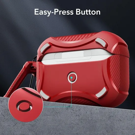 Husa pentru Apple AirPods Pro 1 / 2 - ESR Cyber Armor Tough HaloLock - Red Husa pentru Apple AirPods Pro 1 / 2 - ESR Cyber Armor Tough HaloLock - Red