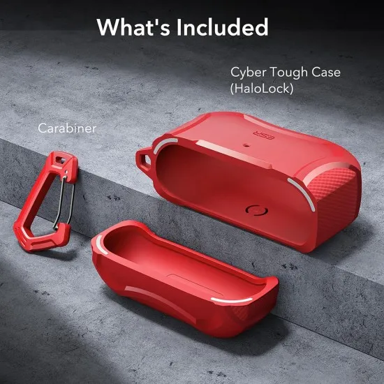 Husa pentru Apple AirPods Pro 1 / 2 - ESR Cyber Armor Tough HaloLock - Red Husa pentru Apple AirPods Pro 1 / 2 - ESR Cyber Armor Tough HaloLock - Red