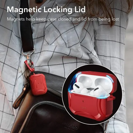 Husa pentru Apple AirPods Pro 1 / 2 - ESR Cyber Armor Tough HaloLock - Red Husa pentru Apple AirPods Pro 1 / 2 - ESR Cyber Armor Tough HaloLock - Red