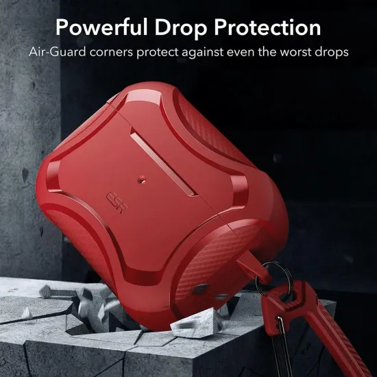 Husa pentru Apple AirPods Pro 1 / 2 - ESR Cyber Armor Tough HaloLock - Red Husa pentru Apple AirPods Pro 1 / 2 - ESR Cyber Armor Tough HaloLock - Red