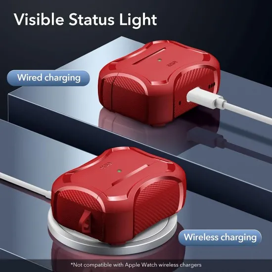 Husa pentru Apple AirPods Pro 1 / 2 - ESR Cyber Armor Tough HaloLock - Red Husa pentru Apple AirPods Pro 1 / 2 - ESR Cyber Armor Tough HaloLock - Red