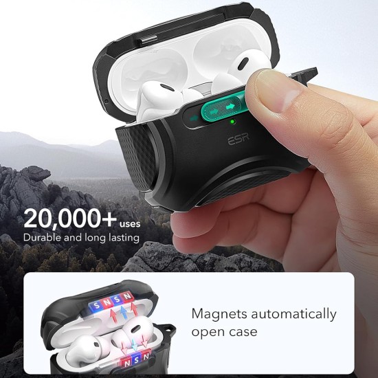 Husa pentru Apple AirPods Pro 1 / 2 - ESR Cyber Magnetic Lock HaloLock - Black