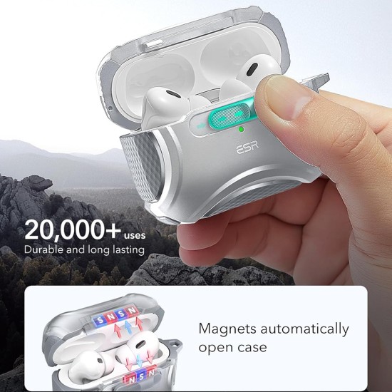 Husa pentru Apple AirPods Pro 1 / 2 - ESR Cyber Magnetic Lock HaloLock - White