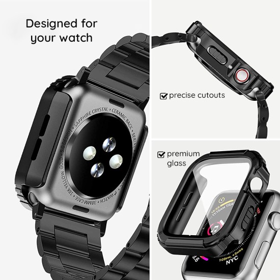 Husa pentru Apple Watch 1 / 2 / 3 (38mm) + Folie - Lito Watch Armor 360 - Blue