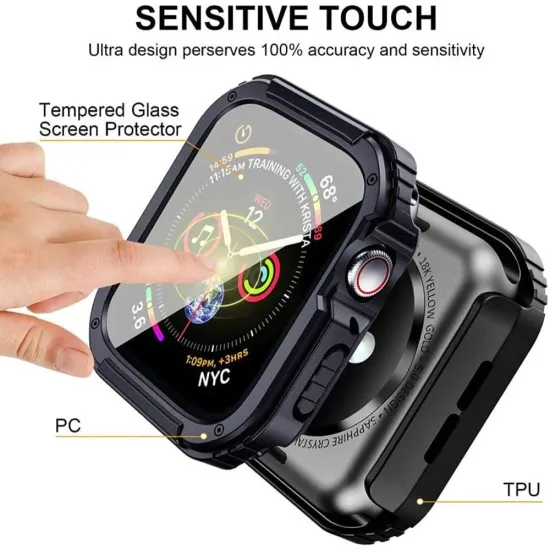 Husa pentru Apple Watch 1 / 2 / 3 (42mm) + Folie - Lito Watch Armor 360 - Blue Husa pentru Apple Watch 1 / 2 / 3 (42mm) + Folie - Lito Watch Armor 360 - Blue