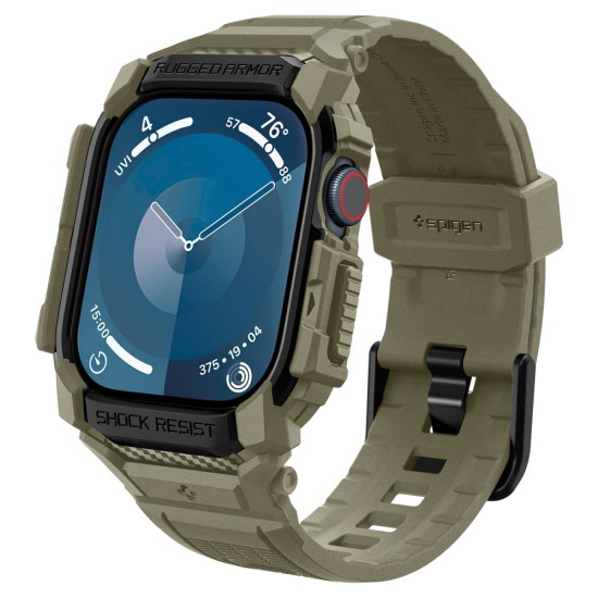 Husa pentru Apple Watch 10 46mm + Curea - Spigen Rugged Armor Pro - Vintage Khaki Husa pentru Apple Watch 10 46mm + Curea - Spigen Rugged Armor Pro - Vintage Khaki