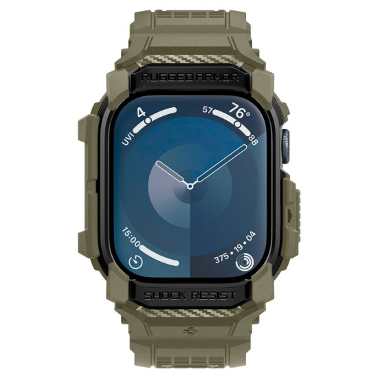 Husa pentru Apple Watch 10 46mm + Curea - Spigen Rugged Armor Pro - Vintage Khaki Husa pentru Apple Watch 10 46mm + Curea - Spigen Rugged Armor Pro - Vintage Khaki