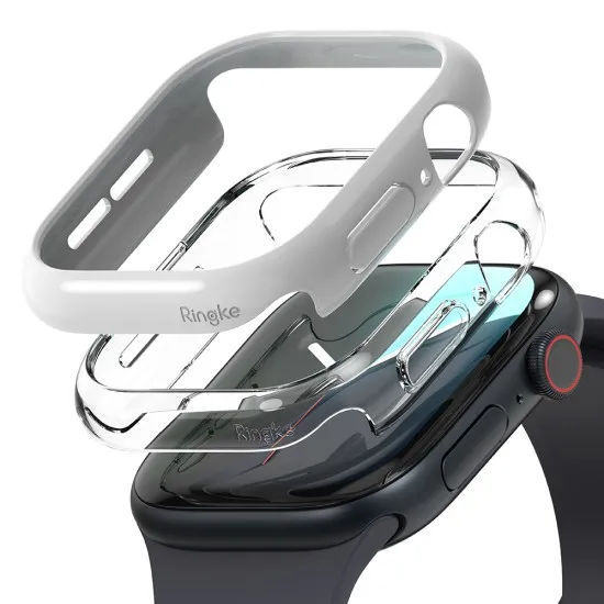 Husa pentru Apple Watch 10 46mm + Folie (set 2) - Ringke Slim - Clear / Light Gray Husa pentru Apple Watch 10 46mm + Folie (set 2) - Ringke Slim - Clear / Light Gray