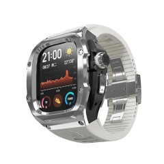 Husa pentru Apple Watch 4 / 5 / 6 / SE (44mm) + Curea - ShellBox Waterproof IP68 - Silver Husa pentru Apple Watch 4 / 5 / 6 / SE (44mm) + Curea - ShellBox Waterproof IP68 - Silver