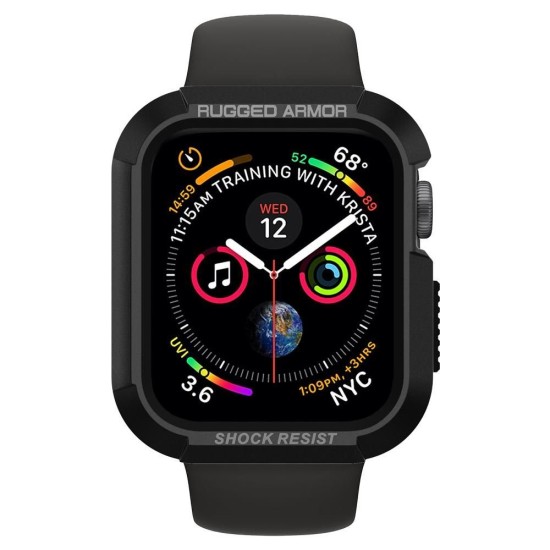 Husa pentru Apple Watch 4 / 5 / 6 / SE / SE 2 / 7 / 8 (44mm / 45mm) - Spigen Rugged Armor - Black