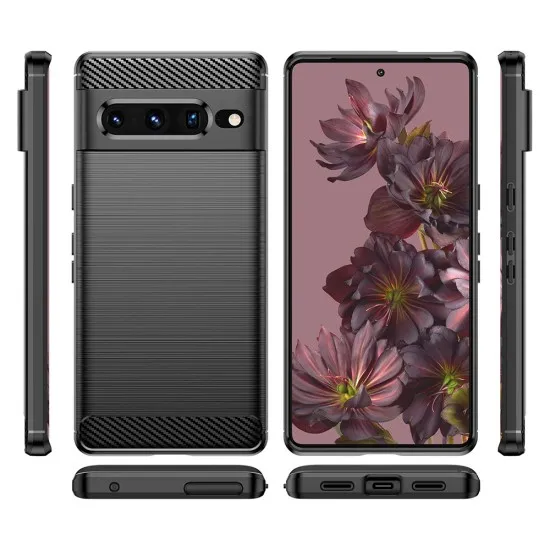 Husa pentru Google Pixel 7 Pro - Techsuit Carbon Silicone - Black Husa pentru Google Pixel 7 Pro - Techsuit Carbon Silicone - Black