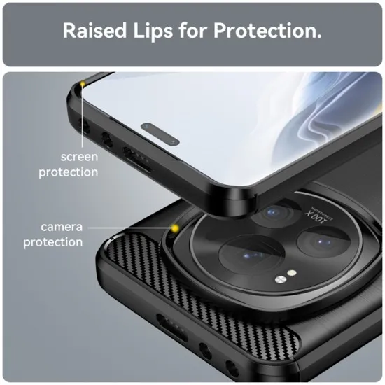 Husa pentru Honor Magic6 Pro - Techsuit Carbon Silicone - Black