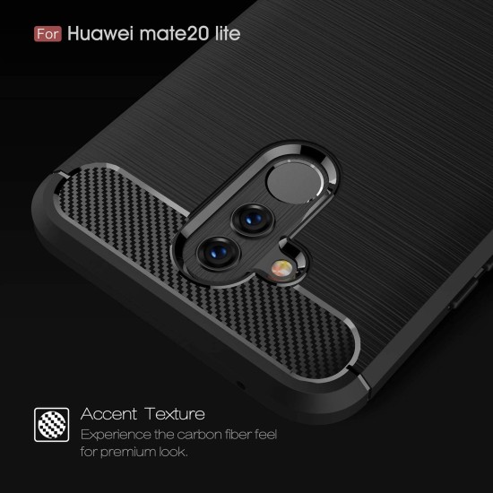 Husa pentru Huawei Mate 20 Lite - Techsuit Carbon Silicone - Black