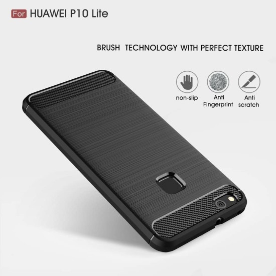 Husa pentru Huawei P10 Lite - Techsuit Carbon Silicone - Black