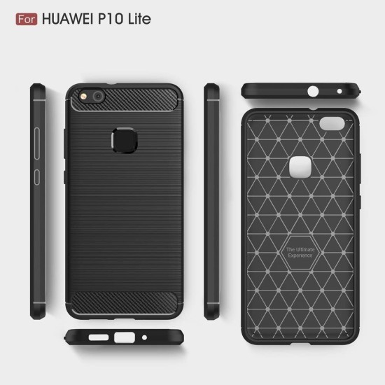 Husa pentru Huawei P10 Lite - Techsuit Carbon Silicone - Black