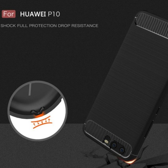 Husa pentru Huawei P10 - Techsuit Carbon Silicone - Black