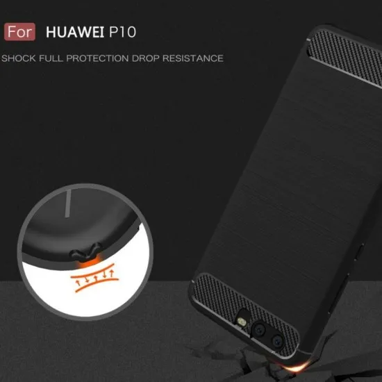 Husa pentru Huawei P10 - Techsuit Carbon Silicone - Black Husa pentru Huawei P10 - Techsuit Carbon Silicone - Black