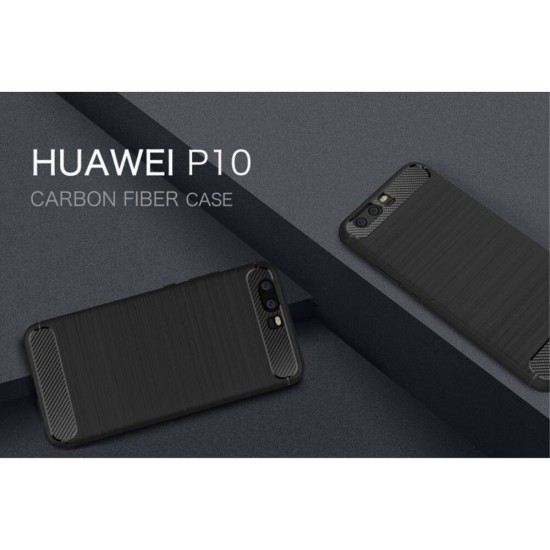 Husa pentru Huawei P10 - Techsuit Carbon Silicone - Black