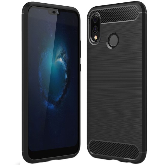 Husa pentru Huawei P20 Lite - Techsuit Carbon Silicone - Black