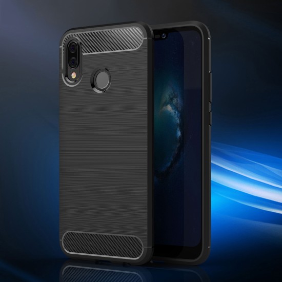 Husa pentru Huawei P20 Lite - Techsuit Carbon Silicone - Black