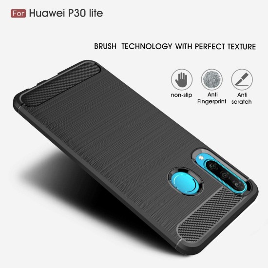 Husa pentru Huawei P30 Lite / P30 lite New Edition - Techsuit Carbon Silicone - Black