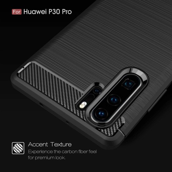 Husa pentru Huawei P30 Pro / P30 Pro New Edition - Techsuit Carbon Silicone - Black