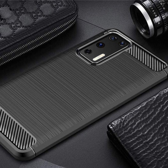 Husa pentru Huawei P40 Pro - Techsuit Carbon Silicone - Black