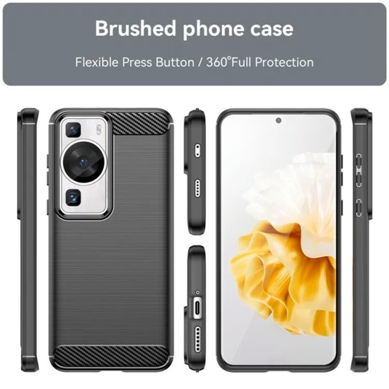 Husa pentru Huawei P60 / P60 Pro - Techsuit Carbon Silicone - Black