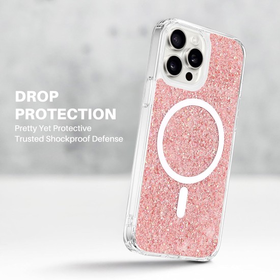 Husa pentru iiPhone 14 Plus / 15 Plus - Techsuit Sparkly Glitter MagSafe - Pink