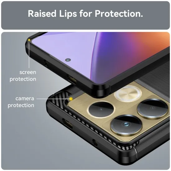 Husa pentru Infinix Note 40 - Techsuit Carbon Silicone - Black Husa pentru Infinix Note 40 - Techsuit Carbon Silicone - Black