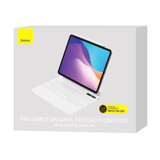 Husa pentru iPad 10 (2022) 10.9 - Baseus Brilliance Magnetic Keyboard Case Digital Display (ARJK020002) - White Husa pentru iPad 10 (2022) 10.9 - Baseus Brilliance Magnetic Keyboard Case Digital Display (ARJK020002) - White