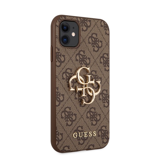 Husa pentru iPhone 11 - Guess Hardcase 4G Big Metal Logo (GUHCN614GMGBR) - Brown