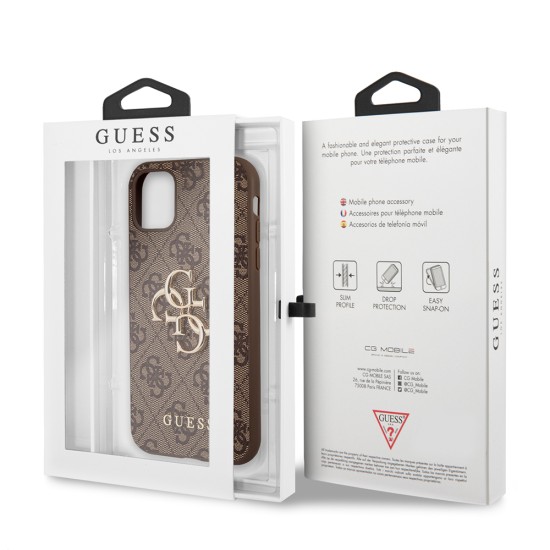 Husa pentru iPhone 11 - Guess Hardcase 4G Big Metal Logo (GUHCN614GMGBR) - Brown