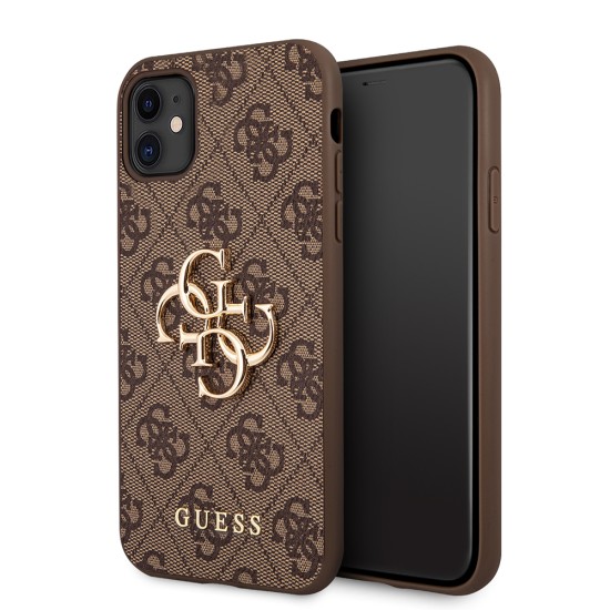 Husa pentru iPhone 11 - Guess Hardcase 4G Big Metal Logo (GUHCN614GMGBR) - Brown