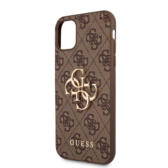 Husa pentru iPhone 11 - Guess Hardcase 4G Big Metal Logo (GUHCN614GMGBR) - Brown