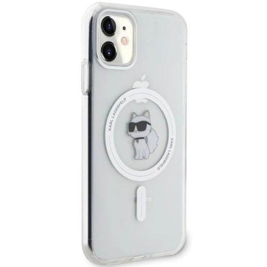 Husa pentru iPhone 11 - Karl Lagerfeld IML MagSafe (KLHMN61HLSCHH) - White Metal Choupette`s Head