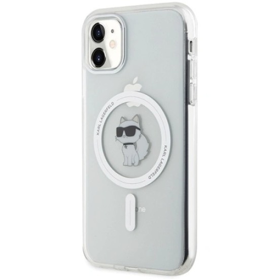 Husa pentru iPhone 11 - Karl Lagerfeld IML MagSafe (KLHMN61HLSCHH) - White Metal Choupette`s Head