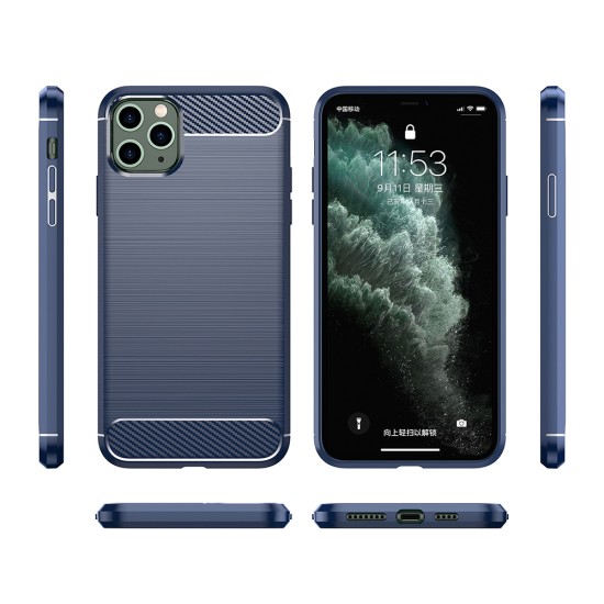 Husa pentru iPhone 11 Pro Max - Techsuit Carbon Silicone - Blue