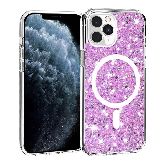 Husa pentru iPhone 11 Pro Max - Techsuit Sparkly Glitter MagSafe - Magenta