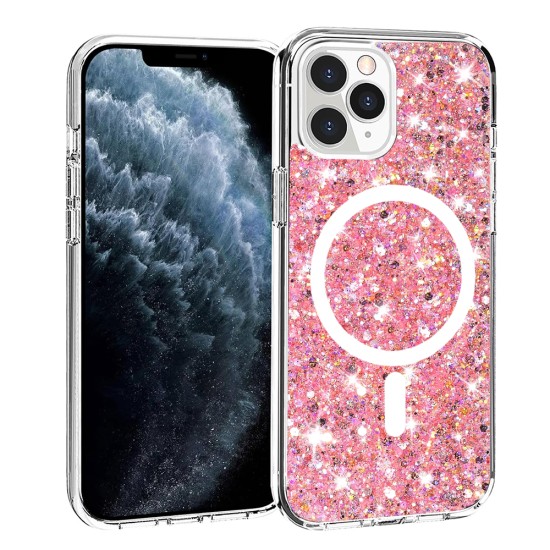 Husa pentru iPhone 11 Pro Max - Techsuit Sparkly Glitter MagSafe - Pink